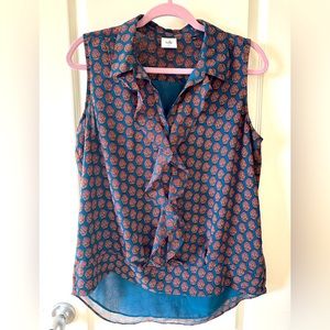 Cabi Collared Sleeveless Blouse w/ Ruffle Front - Medium | Bundle for Discounts!